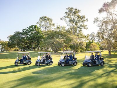 Brisbane Golf Club Weddings Joy & Ivan Golf Buggies