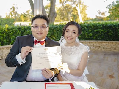 Brisbane Golf Club Weddings Joy & Ivan Signed Wedding Certificate